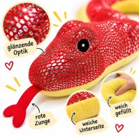 Plüschtier Plüschschlange XXL 200 cm Plüsch-Schlange weich gefüllt, ideal zum Trösten Kuscheln Einschlafhilfe Toys Schlange Snake Kuscheltier Farbe nicht wählbar
