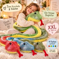 Plüschtier Plüschschlange XXL 200 cm Plüsch-Schlange weich gefüllt, ideal zum Trösten Kuscheln Einschlafhilfe Toys Schlange Snake Kuscheltier Farbe nicht wählbar