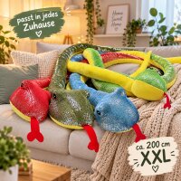 Plüschtier Plüschschlange XXL 200 cm Plüsch-Schlange weich gefüllt, ideal zum Trösten Kuscheln Einschlafhilfe Toys Schlange Snake Kuscheltier Farbe nicht wählbar