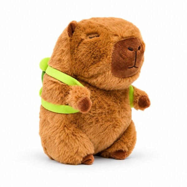 Capybara Kuscheltier braun Figur Plüsch 60 cm Plüsch Capybara mit Schildkröten Rucksack