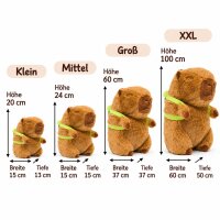 Capybara Kuscheltier braun Figur Plüsch 60 cm Plüsch Capybara mit Schildkröten Rucksack