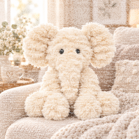 Kuscheltier Elefant zottelig Beige 23 cm Stofftier superweich – Kuscheltier Plüschtier Geschenkidee