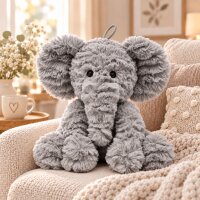 Kuscheltier Elefant zottelig grau 23 cm Stofftier superweich – Kuscheltier Plüschtier Geschenkidee
