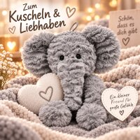 Kuscheltier Elefant zottelig grau 23 cm Stofftier superweich – Kuscheltier Plüschtier Geschenkidee