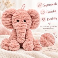Kuscheltier Elefant zottelig rosa 23 cm Stofftier superweich – Kuscheltier Plüschtier Geschenkidee