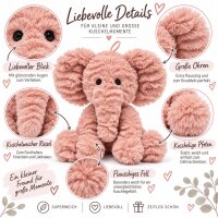 Kuscheltier Elefant zottelig rosa 23 cm Stofftier superweich – Kuscheltier Plüschtier Geschenkidee