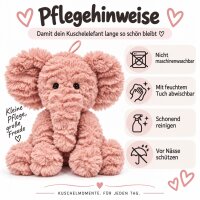 Kuscheltier Elefant zottelig rosa 23 cm Stofftier superweich – Kuscheltier Plüschtier Geschenkidee