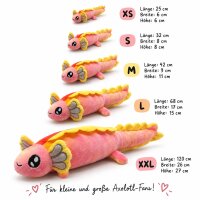 Axolotl Echse Molch Kuscheltier Figur Plüsch Tintenfisch Spiel Puppe XL 120 cm Plüschtier Püsch Wassertier orange neu