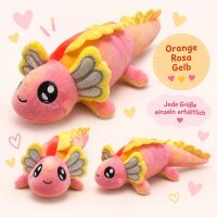 Axolotl Echse Molch Kuscheltier Figur Plüsch Tintenfisch Spiel Puppe XL 120 cm Plüschtier Püsch Wassertier orange neu
