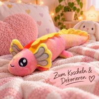Axolotl Echse Molch Kuscheltier Figur Plüsch Tintenfisch Spiel Puppe XL 120 cm Plüschtier Püsch Wassertier orange neu