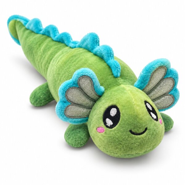 Axolotl Echse Molch Kuscheltier Figur Plüsch Tintenfisch Spiel Puppe XL 120 cm Plüschtier Püsch Wassertier grün neu
