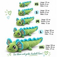 Axolotl Echse Molch Kuscheltier Figur Plüsch Tintenfisch Spiel Puppe XL 120 cm Plüschtier Püsch Wassertier grün neu