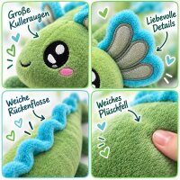 Axolotl Echse Molch Kuscheltier Figur Plüsch Tintenfisch Spiel Puppe XL 120 cm Plüschtier Püsch Wassertier grün neu