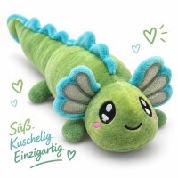 Axolotl Echse Molch Kuscheltier Figur Plüsch Tintenfisch Spiel Puppe XL 120 cm Plüschtier Püsch Wassertier grün neu