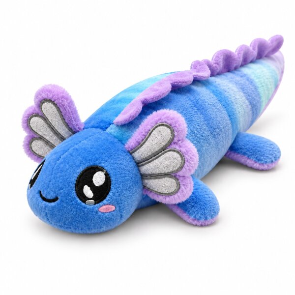 Axolotl Echse Molch Kuscheltier Figur Plüsch Tintenfisch Spiel Puppe XL 120 cm Plüschtier Püsch Wassertier blau neu