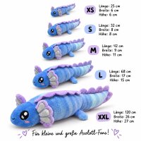 Axolotl Echse Molch Kuscheltier Figur Plüsch Tintenfisch Spiel Puppe XL 120 cm Plüschtier Püsch Wassertier blau neu