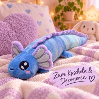 Axolotl Echse Molch Kuscheltier Figur Plüsch Tintenfisch Spiel Puppe XL 120 cm Plüschtier Püsch Wassertier blau neu
