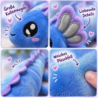 Axolotl Echse Molch Kuscheltier Figur Plüsch Tintenfisch Spiel Puppe XL 120 cm Plüschtier Püsch Wassertier blau neu