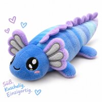 Axolotl Echse Molch Kuscheltier Figur Plüsch Tintenfisch Spiel Puppe XL 120 cm Plüschtier Püsch Wassertier blau neu