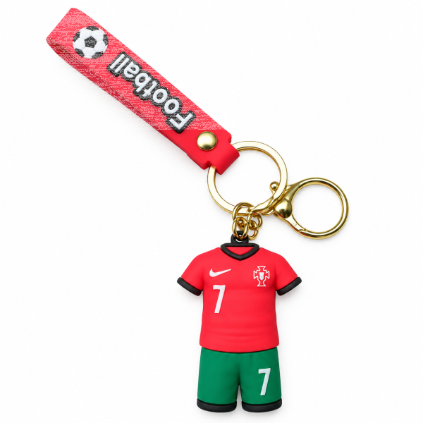 Fußball Schlüsselanhänger Ronaldo Bagclip Rucksackanhänger PVC Figur mit Band Nr. 7 Fußball Anhänger Portugal