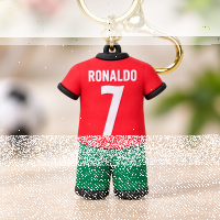Fußball Schlüsselanhänger Ronaldo Bagclip Rucksackanhänger PVC Figur mit Band Nr. 7 Fußball Anhänger Portugal