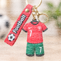 Fußball Schlüsselanhänger Ronaldo Bagclip Rucksackanhänger PVC Figur mit Band Nr. 7 Fußball Anhänger Portugal