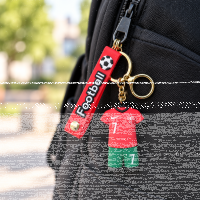 Fußball Schlüsselanhänger Ronaldo Bagclip Rucksackanhänger PVC Figur mit Band Nr. 7 Fußball Anhänger Portugal