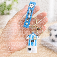 Fußball Schlüsselanhänger Messi Bagclip Rucksackanhänger PVC Figur mit Band Nr. 7 Fußball Anhänger Argentinien