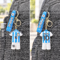 Fußball Schlüsselanhänger Messi Bagclip Rucksackanhänger PVC Figur mit Band Nr. 7 Fußball Anhänger Argentinien