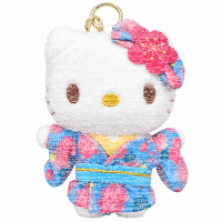 Hello Kitty Plüsch Schlüsselanhänger 12 cm Kimono Blumen Design blau Taschenanhänger Kuscheltier Plüschtier Bagclip Stofftier Plush Cute Weihnachten Geschenke für Kinder