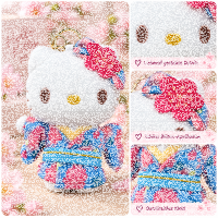 Hello Kitty Plüsch Schlüsselanhänger 12 cm Kimono Blumen Design blau Taschenanhänger Kuscheltier Plüschtier Bagclip Stofftier Plush Cute Weihnachten Geschenke für Kinder