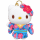 Hello Kitty Plüsch Schlüsselanhänger 12 cm Kimono Blumen Design blau Taschenanhänger Kuscheltier Plüschtier Bagclip Stofftier Plush Cute Weihnachten Geschenke für Kinder