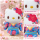 Hello Kitty Plüsch Schlüsselanhänger 12 cm Kimono Blumen Design blau Taschenanhänger Kuscheltier Plüschtier Bagclip Stofftier Plush Cute Weihnachten Geschenke für Kinder