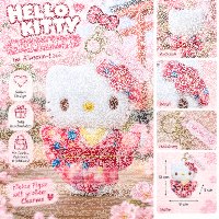 Hello Kitty Plüsch Schlüsselanhänger 12 cm Kimono Blumen Design rot Taschenanhänger Kuscheltier Plüschtier Bagclip Stofftier Plush Cute Weihnachten Geschenke für Kinder