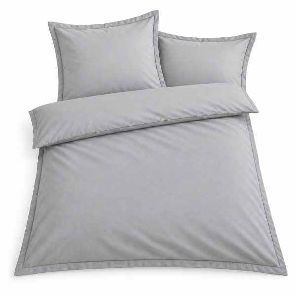 Soma Renforcé-Bettwäsche mit Stehsaum aus 100 % Baumwolle, 155x220 + 80x80 cm, Silber