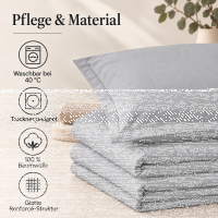 Soma Renforcé-Bettwäsche mit Stehsaum aus 100 % Baumwolle, 155x220 + 80x80 cm, Silber