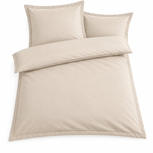 Soma Renforcé-Bettwäsche mit Stehsaum aus 100 % Baumwolle, 155x220 + 80x80 cm, Natur