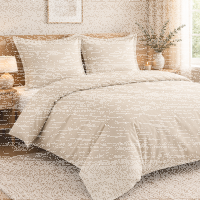 Soma Renforcé-Bettwäsche mit Stehsaum aus 100 % Baumwolle, 155x220 + 80x80 cm, Natur