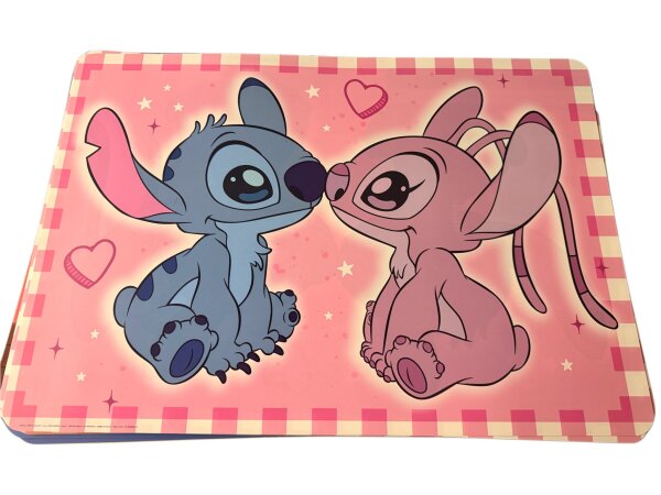 Lilo&Stitch Bastelunterlage 45 x 65 cm – abwischbare Tischschutzmatte, Malunterlage, Schreibtischunterlage Stitch + Amgel rosa