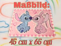 Lilo&Stitch Bastelunterlage 45 x 65 cm – abwischbare Tischschutzmatte, Malunterlage, Schreibtischunterlage Stitch + Amgel rosa