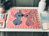 Lilo&Stitch Bastelunterlage 45 x 65 cm – abwischbare Tischschutzmatte, Malunterlage, Schreibtischunterlage Stitch + Amgel rosa