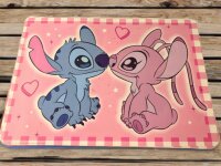 Lilo&Stitch Bastelunterlage 45 x 65 cm – abwischbare Tischschutzmatte, Malunterlage, Schreibtischunterlage Stitch + Amgel rosa