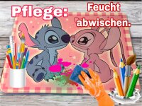 Lilo&Stitch Bastelunterlage 45 x 65 cm – abwischbare Tischschutzmatte, Malunterlage, Schreibtischunterlage Stitch + Amgel rosa