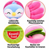 Kawaii Nudelbecher Plüsch Kuscheltier 2er Set – 17 cm Faultier & Fuchs