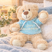 Teddybär Kuscheltier Stofftier Gute Besserung 33 cm mit blauem Kapuzenpullover