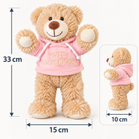 Teddybär Kuscheltier Stofftier Gute Besserung 33 cm mit rosa Kapuzenpullover