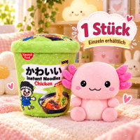 Kawaii Nudelbecher Plüsch Kuscheltier – 17 cm Axolotl