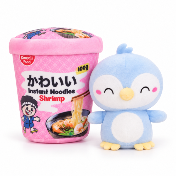 Kawaii Nudelbecher Plüsch Kuscheltier – 17 cm Pinguin