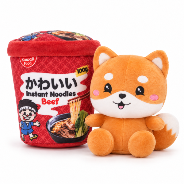 Kawaii Nudelbecher Plüsch Kuscheltier – 17 cm Fuchs
