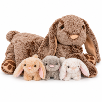 Kuschelhase Mama mit 3 Baby-Häschen 50 cm – Plüschtier Spielset XL Kuscheltier Familie